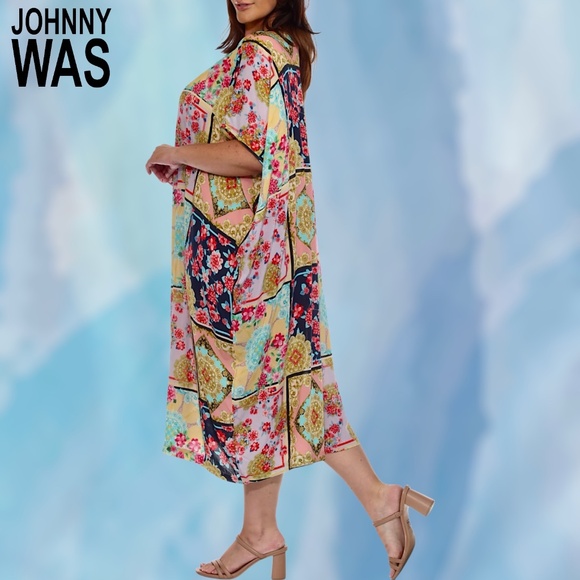 JOHNNY WAS Plus Size Jasper Cocoon Kaftan Style Silky Rayon Coverup/Dress 2x NWT - Picture 5 of 11